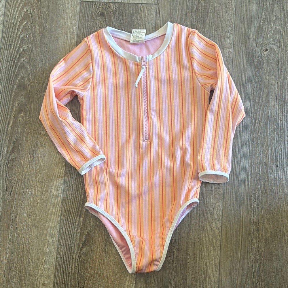 Vibrant Striped Kids Swim One Piece